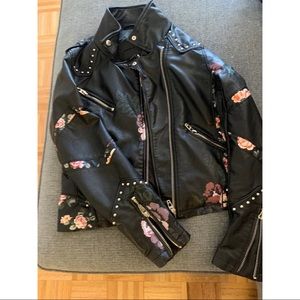 BLANK NYC Floral Leather Jacket, Large
